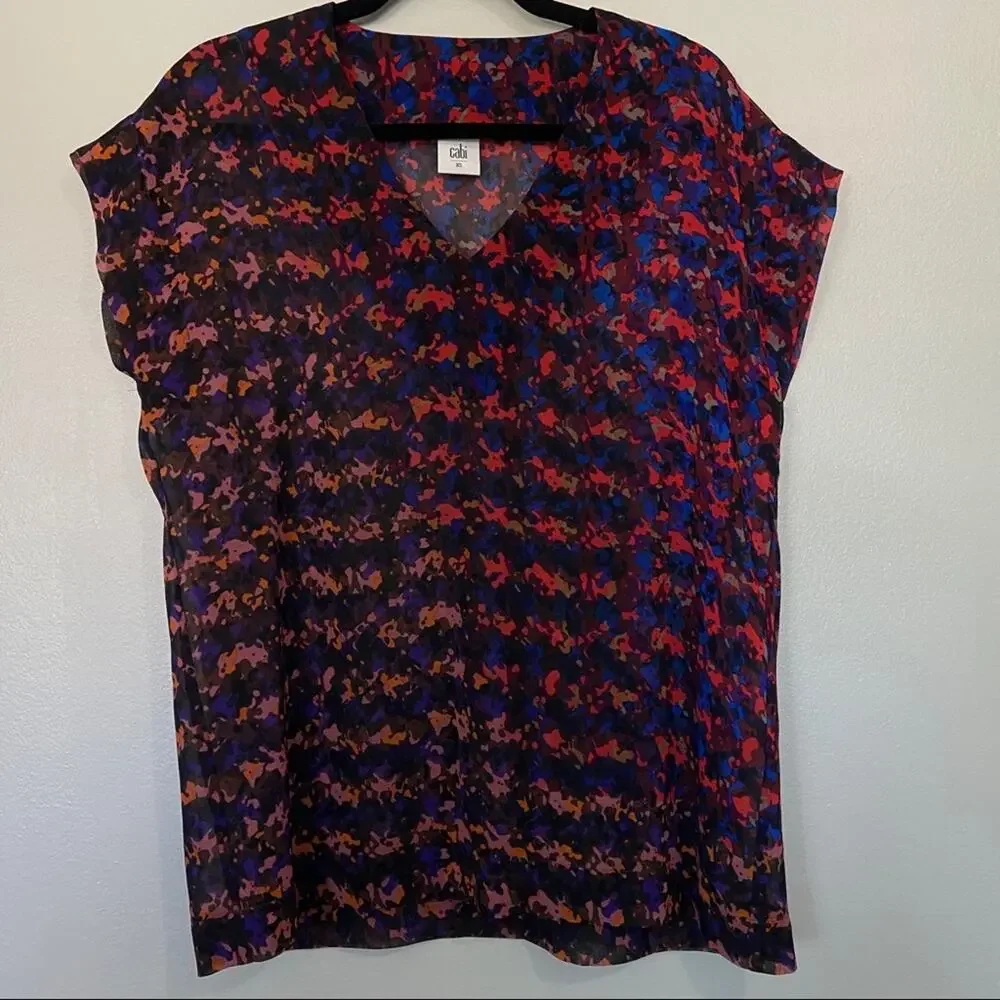 Cabi The Bonus Print Blouse Sheer XS 3248